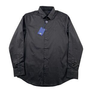 NWT Cavalli Class Dress Shirt Mens 16.5 Black Slim Fit Logo Shirt